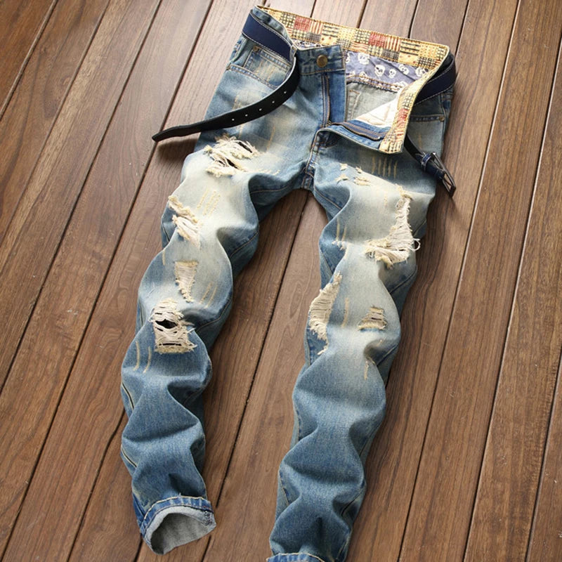 Jeans Droits Rétro Plus Size pour Hommes