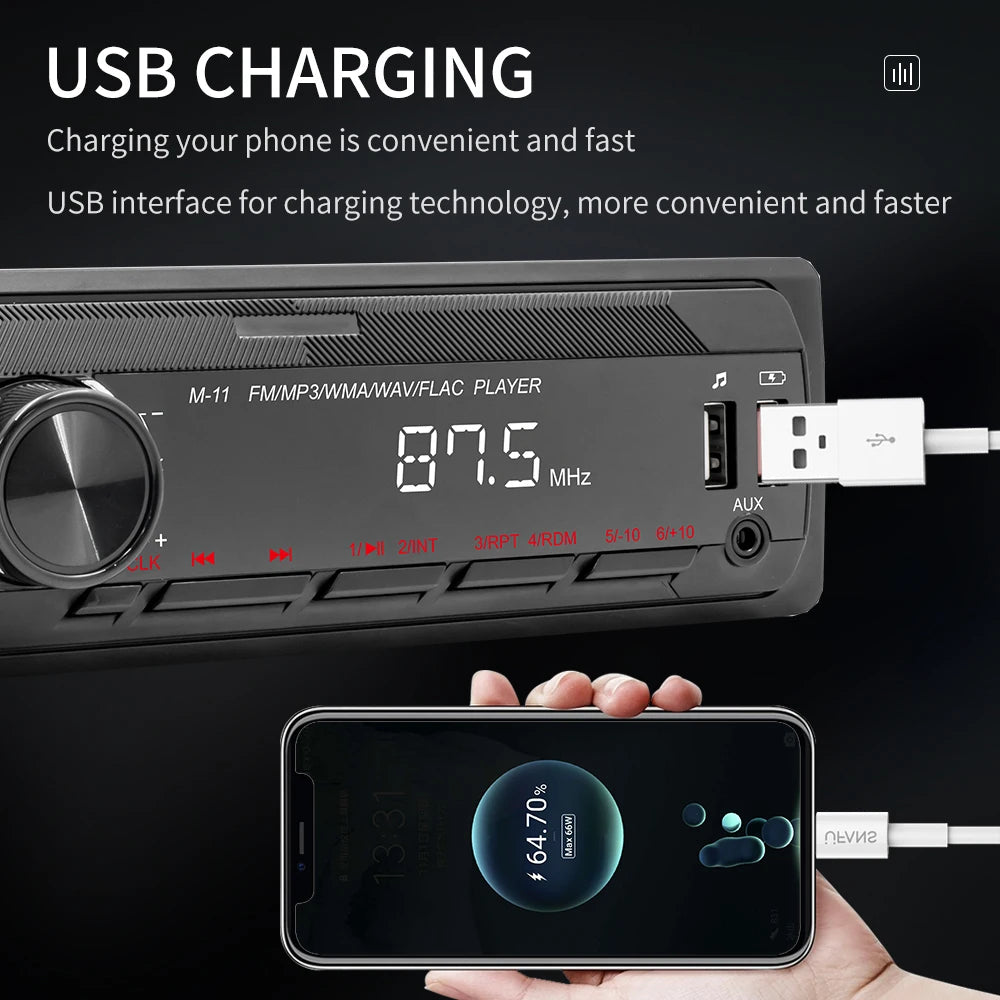 Autoradio Podofo 1DIN Bluetooth USB SD AUX – Lecteur MP3 avec Assistant Vocal