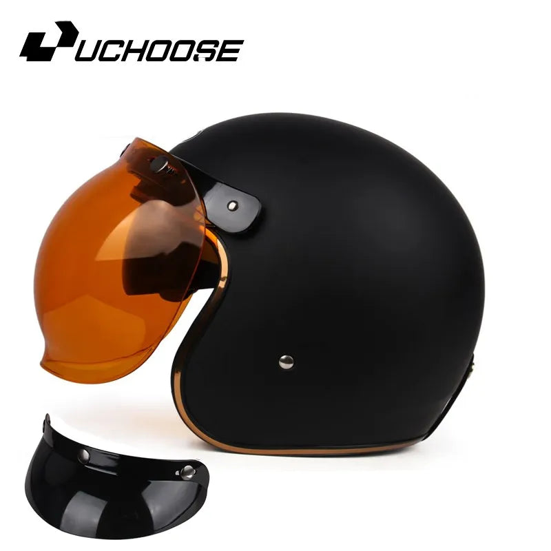 Casque de Moto Rétro Certifié DOT pour Homme, Protection à Visage Ouvert à 73 °, Accessoires pour Harley