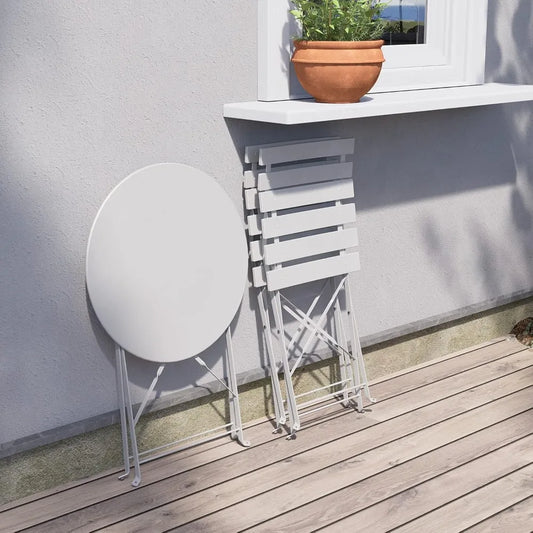 Ensemble bistro, 2 chaises pliantes et 1 table ronde, différentes couleurs, mobilier de jardin, acier enduit de poudre, ensemble bistro pour balcon