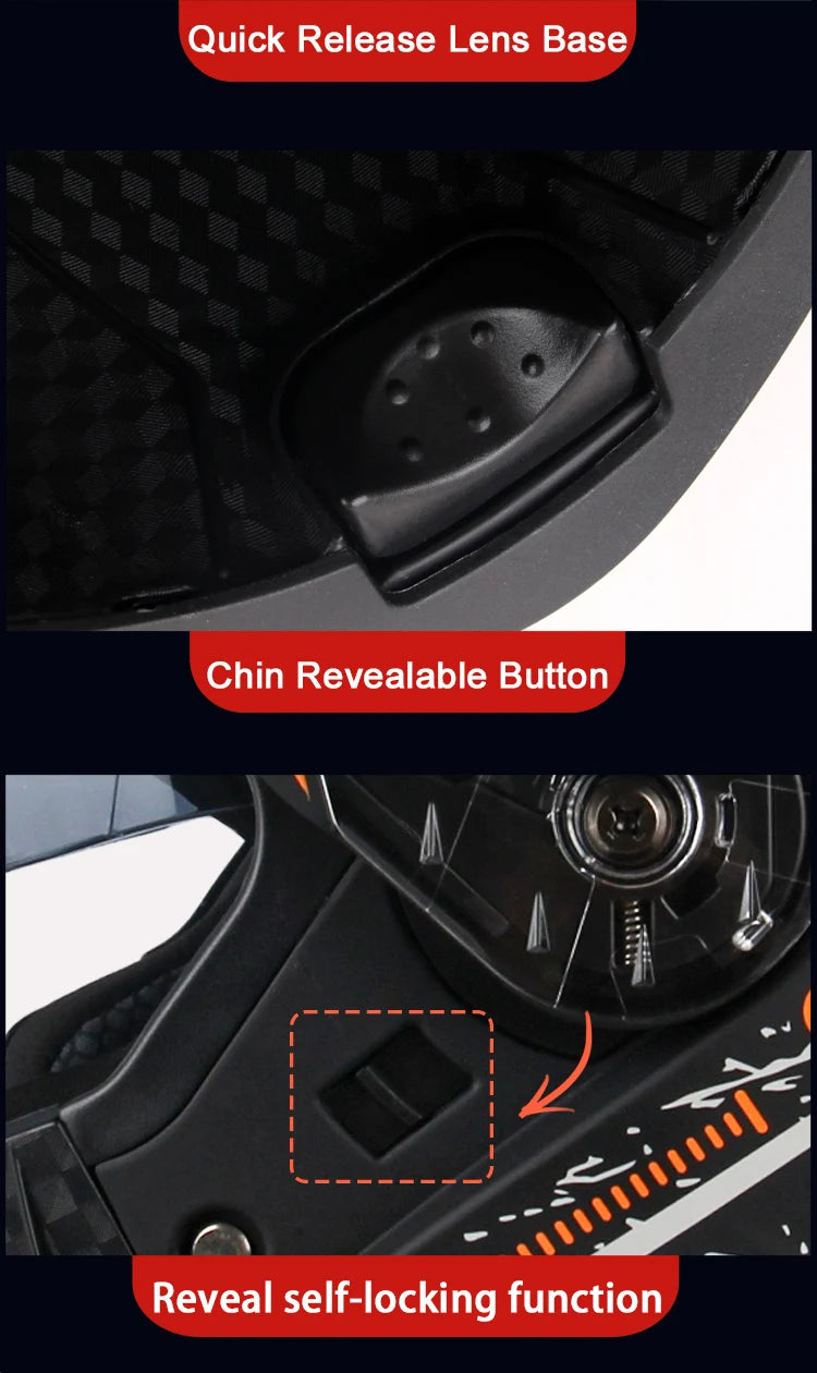 Uchoose-d'expériences intégraux approuvés DOT pour hommes et femmes, équipement de protection contre les collisions, casque rabattable pour moto, double pare-soleil