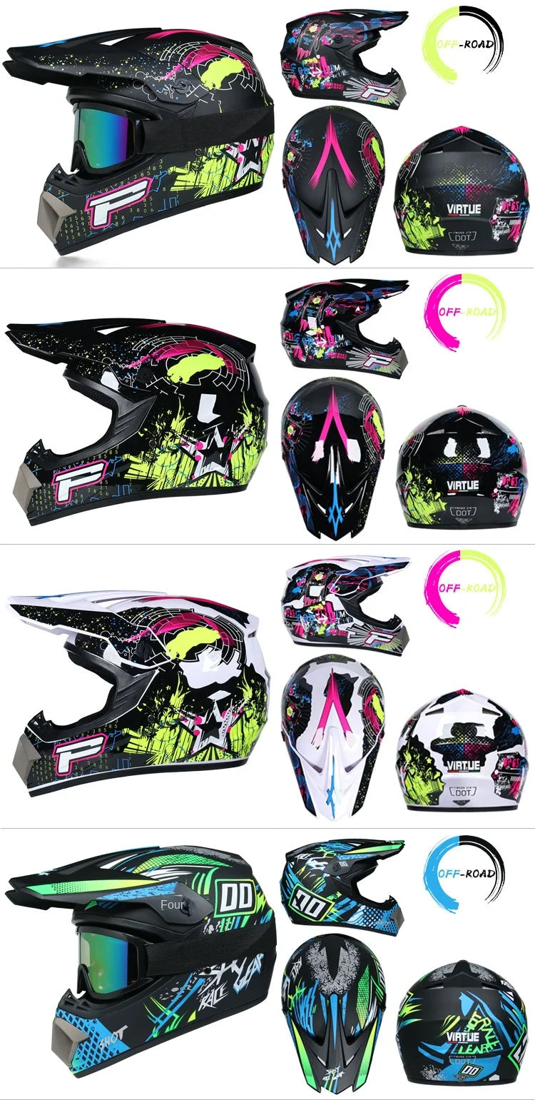 Envoyer 3 pièces cadeau casque de moto enfants casque tout-terrain vélo descente AM DH casque de cross capacete motocross casco