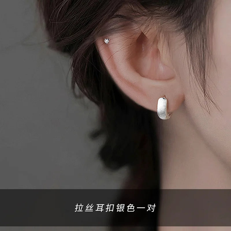 Boucles d'oreilles rondes minimalistes en argent Sterling 925 véritable pour femmes, cerceau, accessoires de bijoux