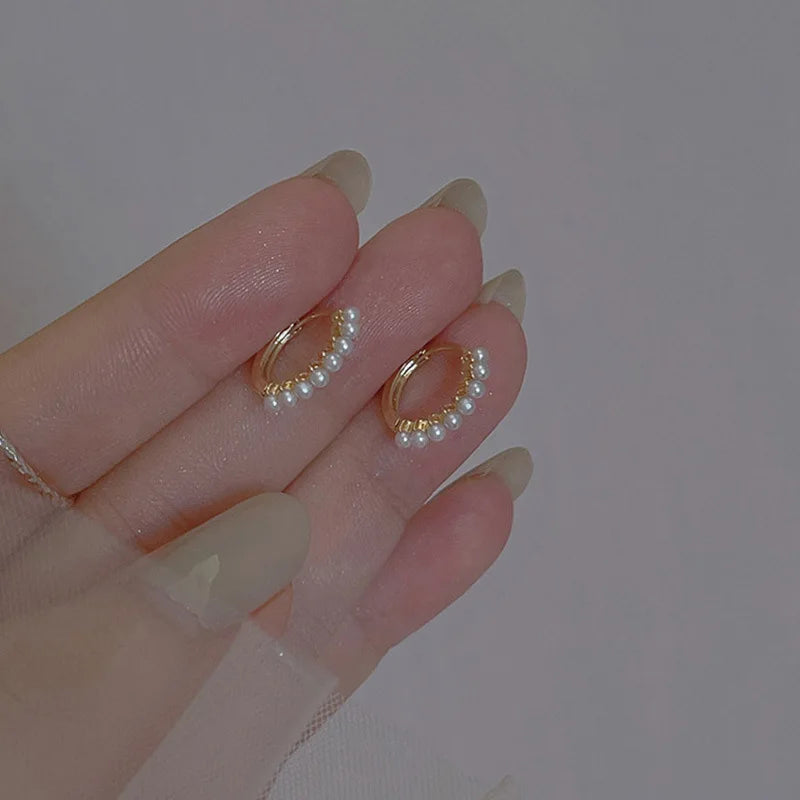 REETI 925 argent Sterling perle ronde pendentif boucles d'oreilles pour femmes Huggie boucle d'oreille