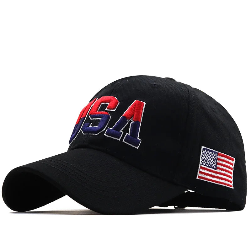Casquette Baseball Drapeau Américain Unisexe Coton Broderie USA Hip Hop Snapback