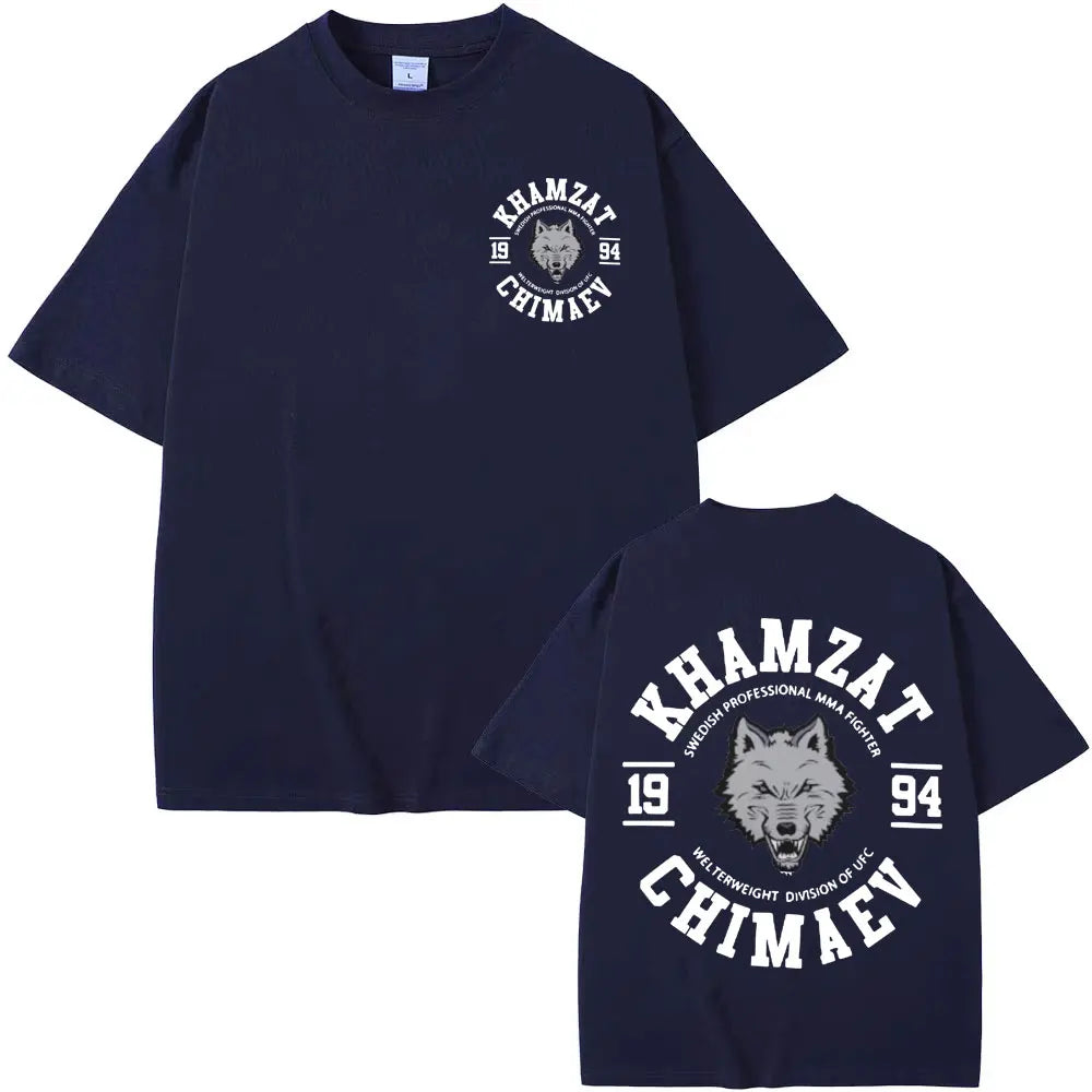 T-shirt Khamzat Chimaev – Homme, 100% Coton, Graphique Vintage, Oversize