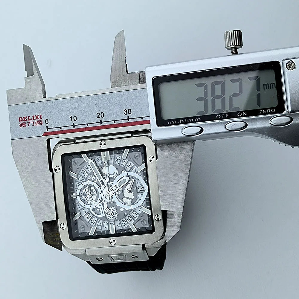 VK63 Quarz-Chronographenuhr – Quadratisches Design und leuchtend grüne Beleuchtung