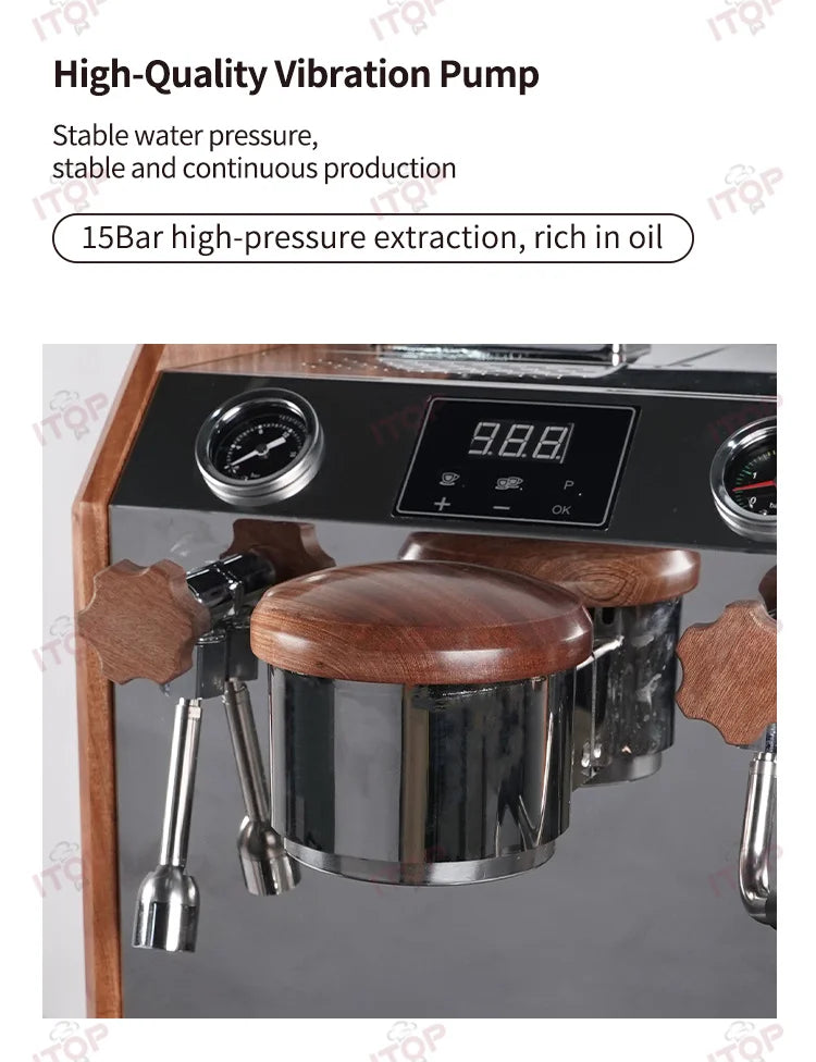 ITOP – Machine à Expresso Professionnelle à Pompe Vibrante, Double Chaudière 2800 W
