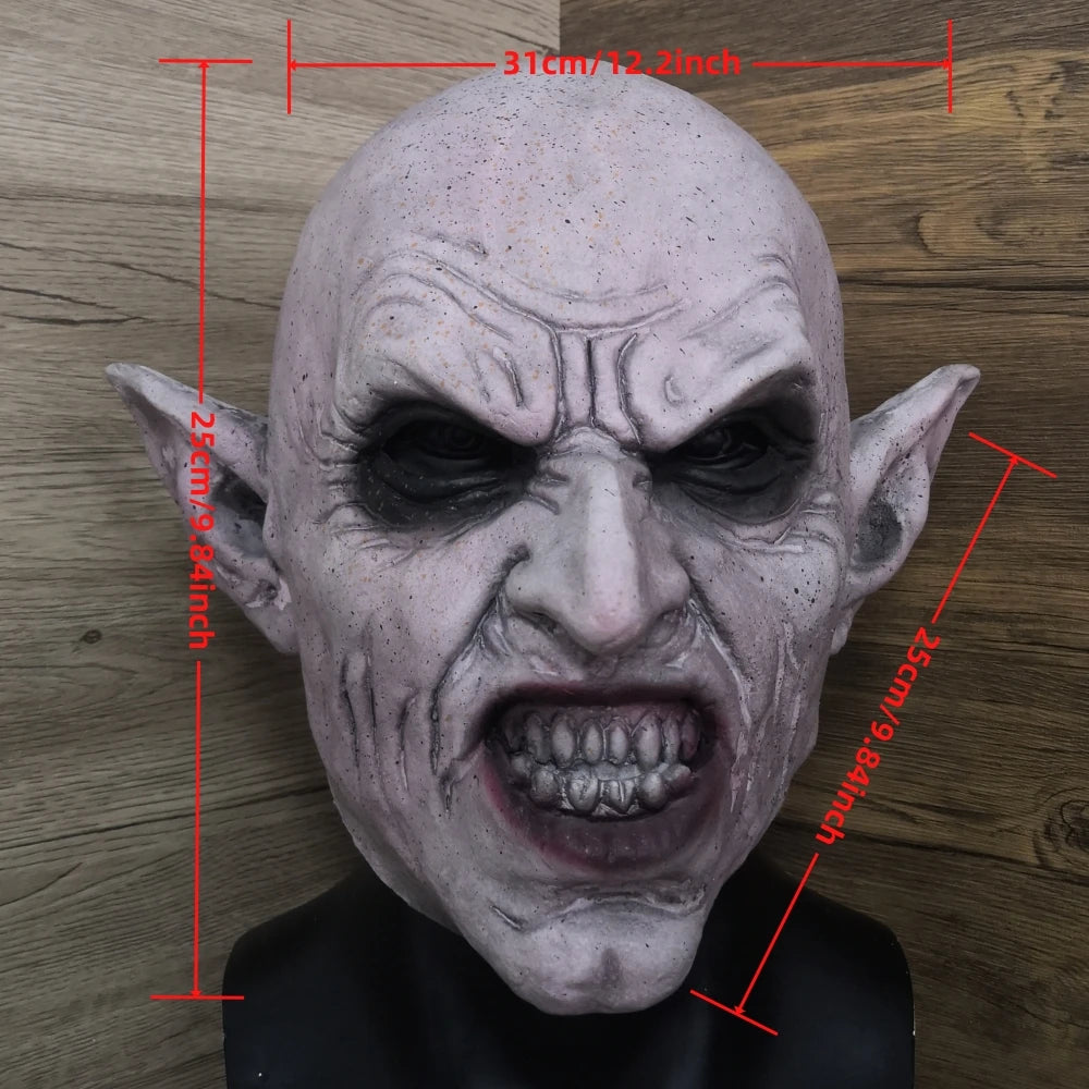 Masque Nosferatu Gris Vampire en Caoutchouc – Halloween & Cosplay Effrayant