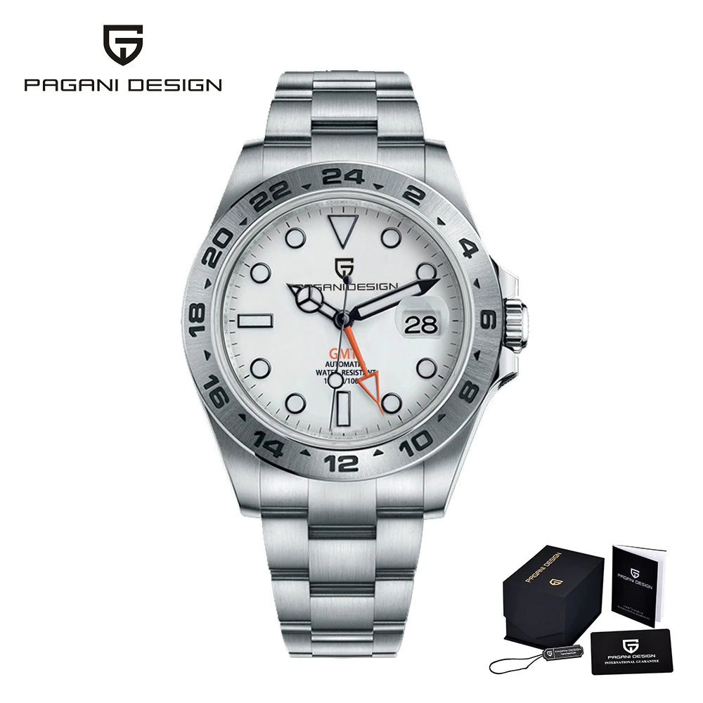 PAGANI Design 2025 nouvelle montre GMT 42MM montres mécaniques automatiques pour hommes saphir acier inoxydable montre étanche Reloj Hombre