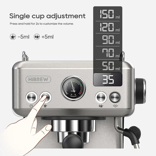 Machine à Expresso Semi-Automatique HiBREW H10A – 19 Bars, Température et Volume Réglables