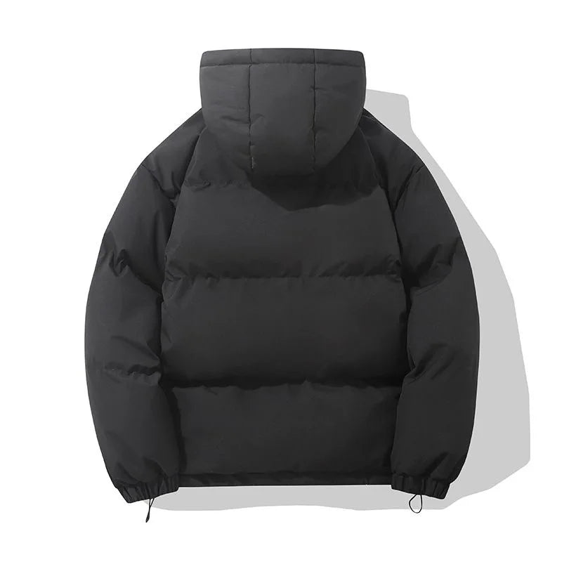 🧥 Doudoune Homme Hiver – Couleur Unie à Capuche (Édition Américaine)