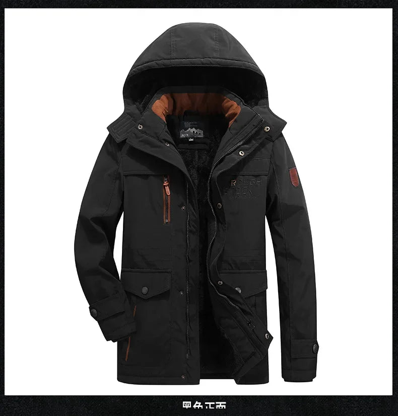 Veste longue polaire homme épaisse et chaude, style décontracté avec capuche amovible. Parfaite pour l’hiver ❄️. -10% pour les abonnés ParisPetitPrix.com !