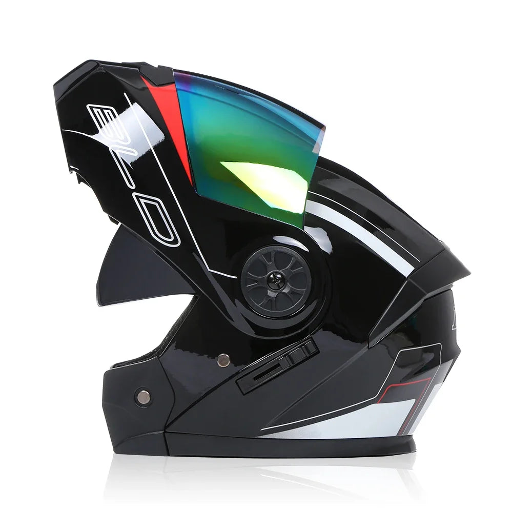 2020 nouveauté hommes moto course professionnelle casque rabattable matériau ABS casques modulaires à double lentille Certification DOT