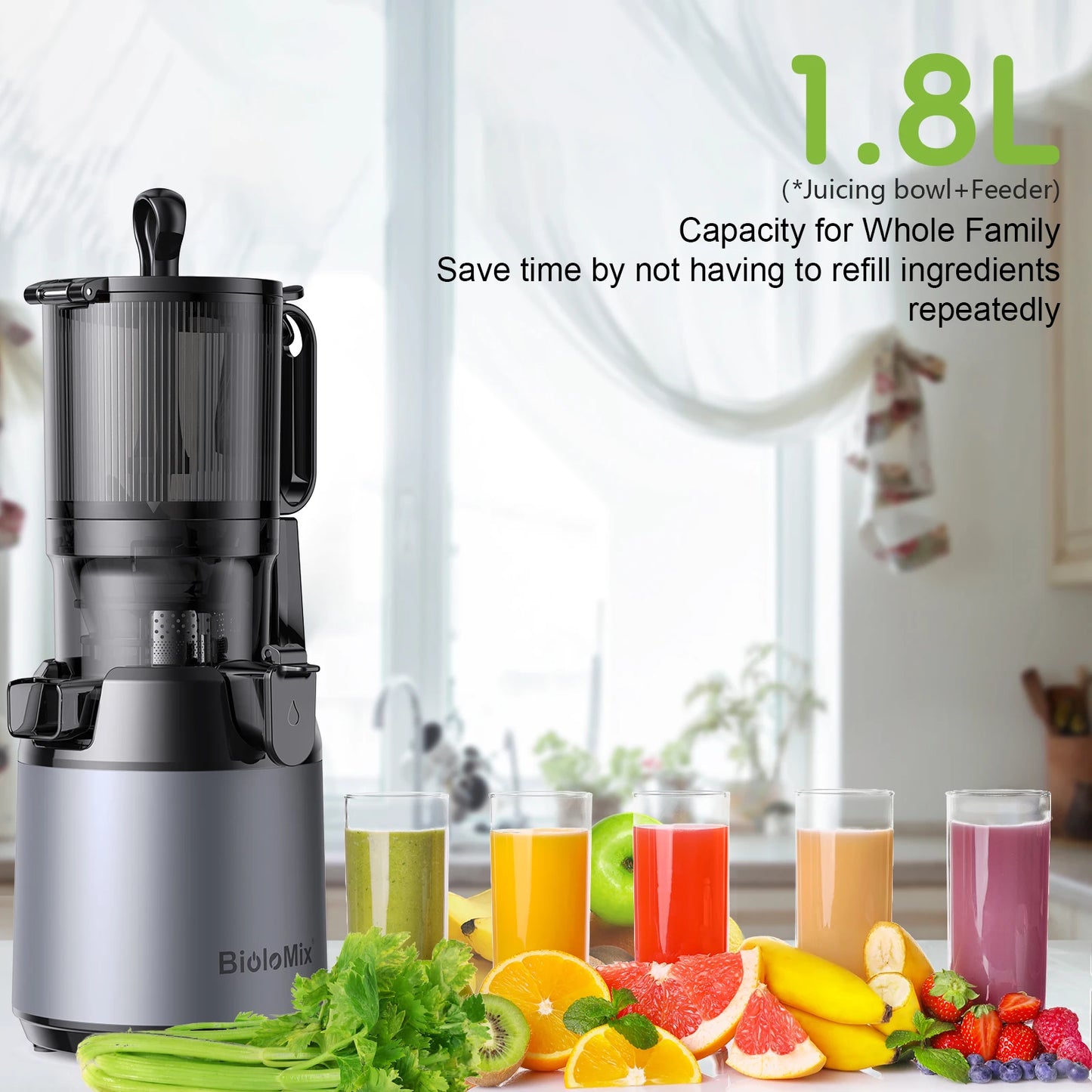 Extracteur de Jus Lent Biolomix SJ-023 – Grande Capacité & Triple Filtre