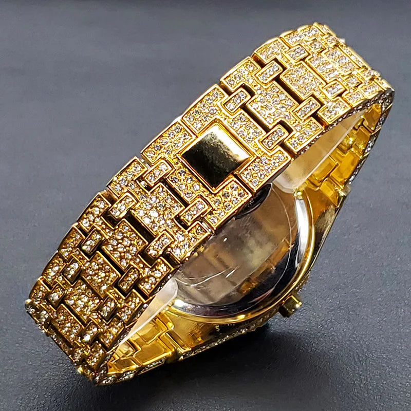 Luxus Voller Diamant Uhren für Männer Marke Hip Hop Iced Out Arabischen Ziffern Mode Stahl Wasserdichte Uhr Drop Shipping