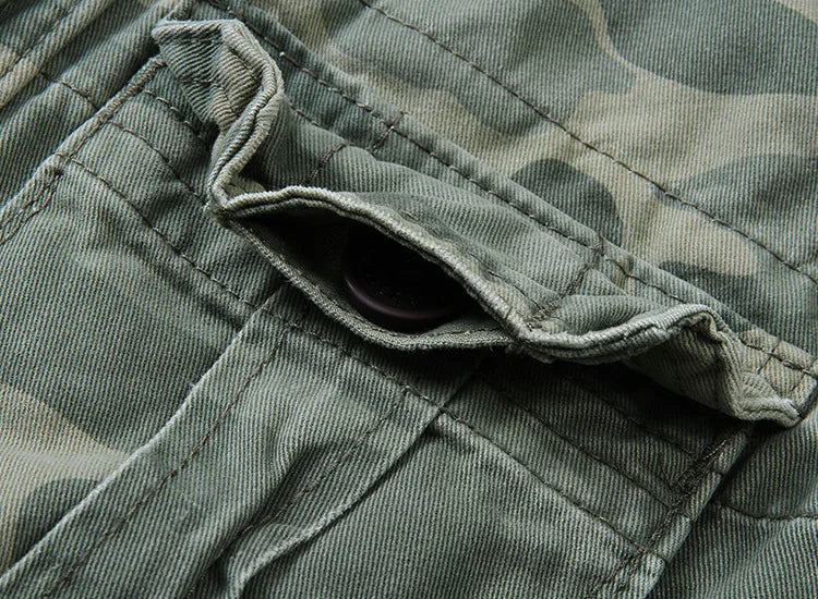 Veste militaire homme en denim – Col roulé, poches pratiques, printemps/automne