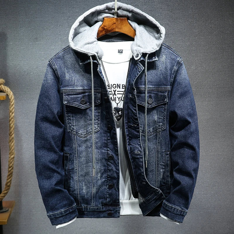 Veste en denim homme WTHINLEE – Hiver, capuche et doublure chaude