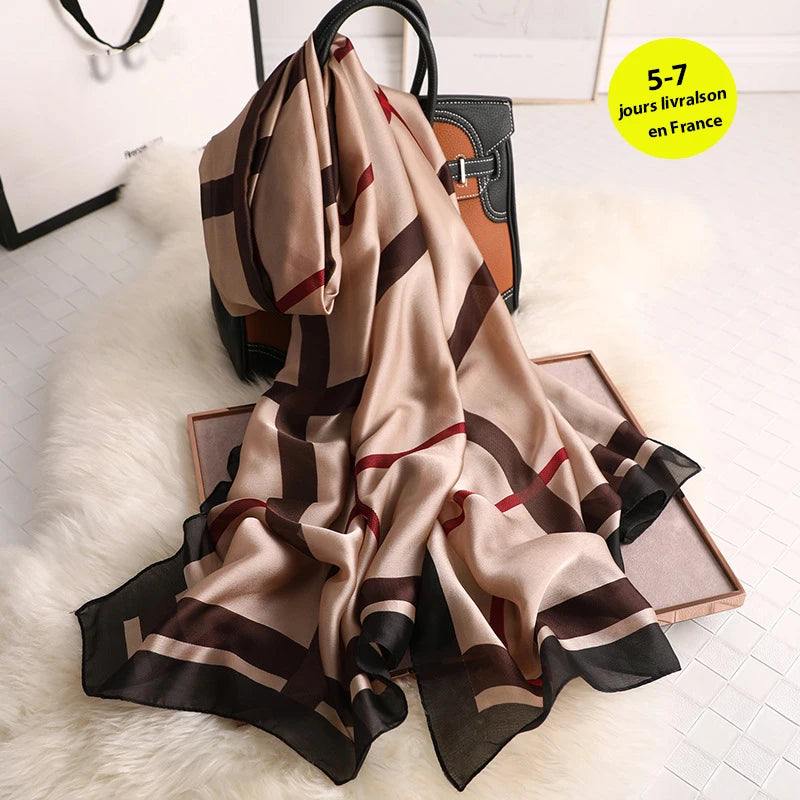 🧣 Foulard en Soie RUNMEIFA – Élégance d’Été & Style Luxe