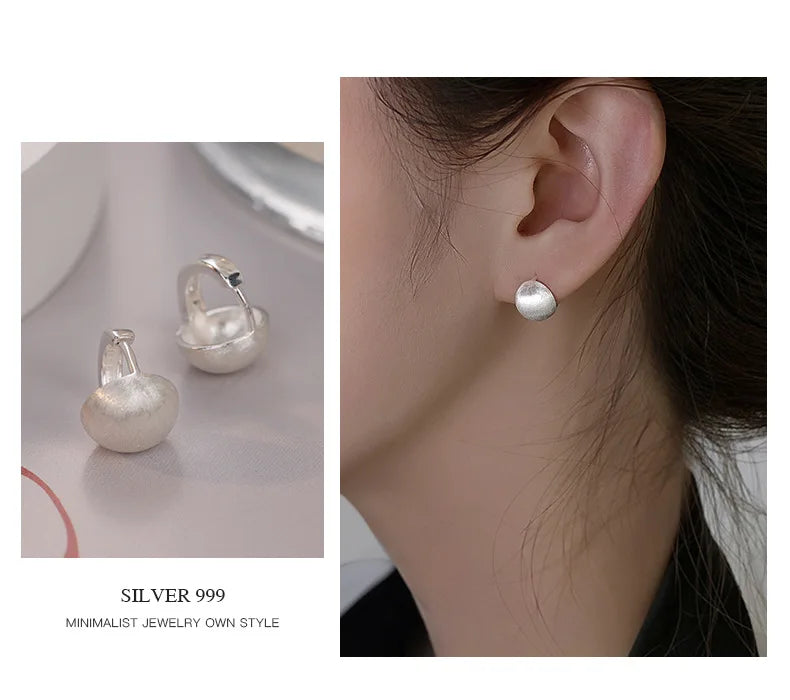 Boucles d'oreilles créoles géométriques coréennes en argent regardé 925, cadeau de bijoux sexy, simple, tempérament exquis, semi-vente chaude