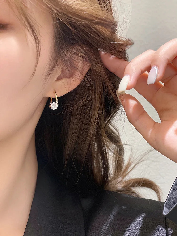 Boucles d'oreilles en argent Sterling 925, cerceau en Zircon coréen, tempérament Simple, exquis, tendance, bijoux Sexy, cadeau, offre spéciale
