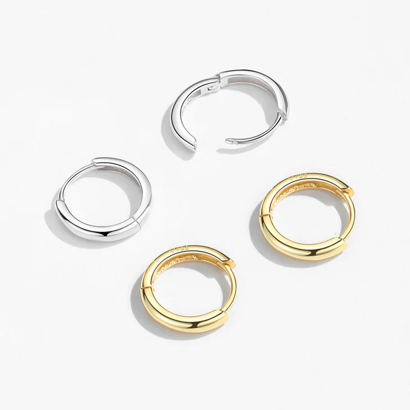 Boucle d'oreille ronde minimaliste en argent Sterling 925 véritable pour femmes, cerceau, accessoires de bijoux