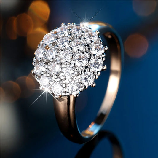 Femme mignon blanc noir Zircon pierre couleur or bijoux de mariage promesse bagues de fiançailles pour les femmes