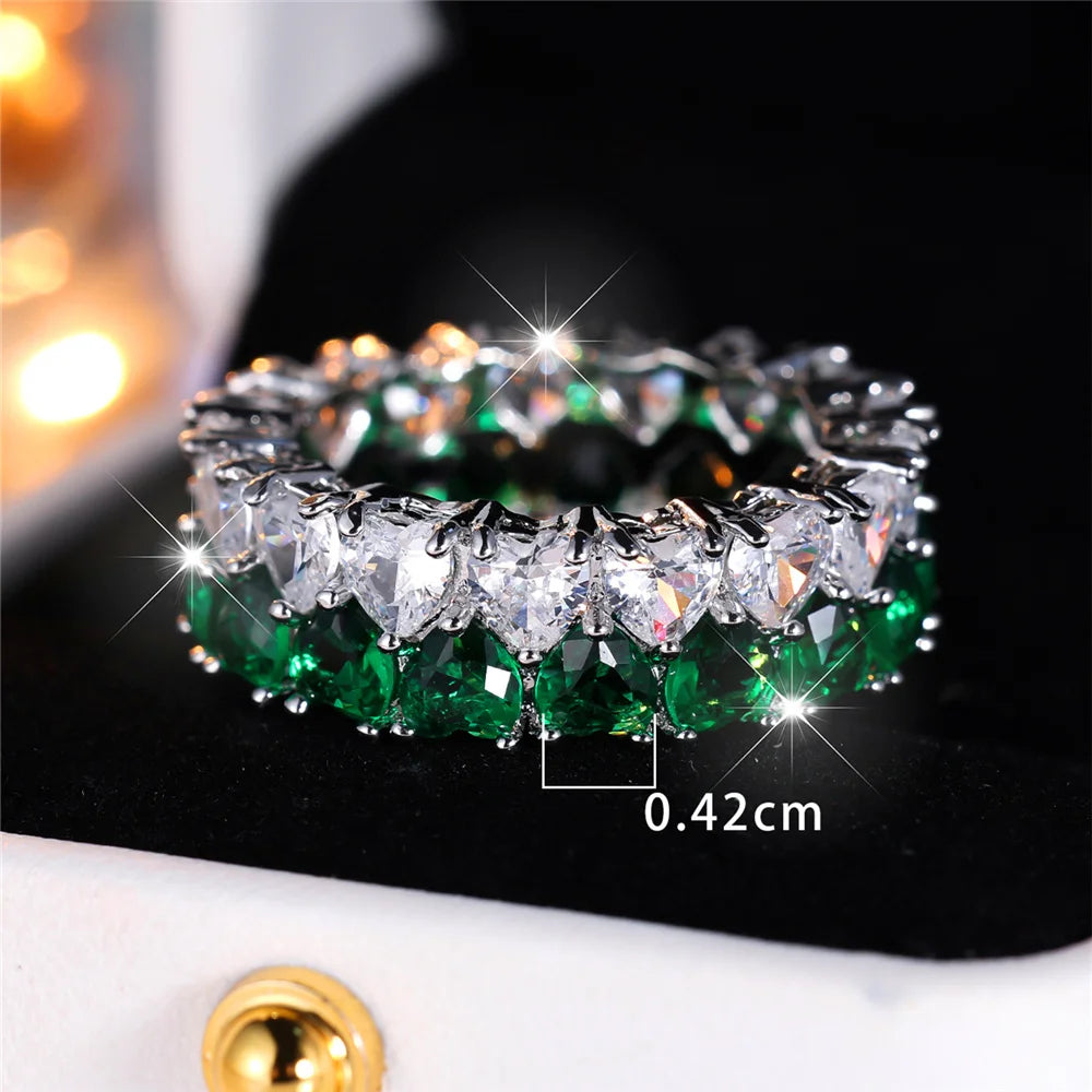 Bague de Luxe en Forme de Cœur pour Femme, Blanc, Vert, Rouge, Vintage, en Argent, pour Document de Mariage, pour Patients