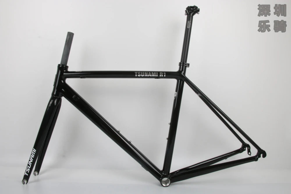 Le Cadre: TSUNAMI-Road Bicycle Frame, R1 Aluminum Alloy, 700C Rim Brake, C Clamp, Bicycle Rear Frame, Carbon Fork, New, 2024