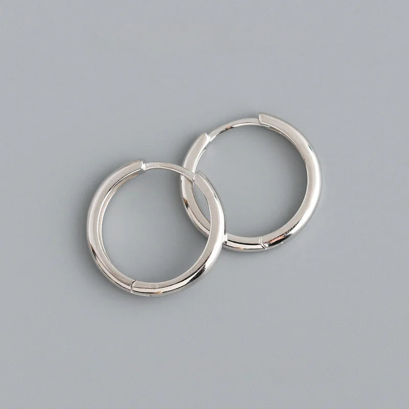 Boucle d'oreille ronde minimaliste en argent Sterling 925 véritable pour femmes, cerceau, accessoires de bijoux