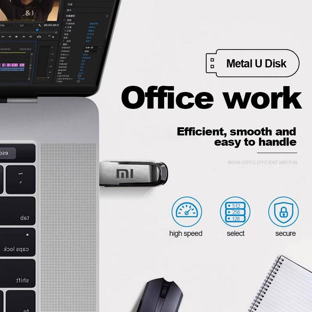 Xiaomi 2 to USB clé USB clé 1 to mémoire étanche U disque haute vitesse USB 3.2 Transmission de données métal USB clé USB OTG
