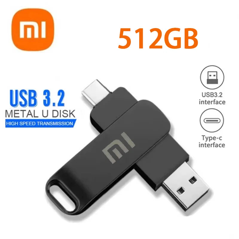Xiaomi Flash Drives 2 To Usb 3.2 métal haute vitesse 1 To 512 Go bâton étanche SSD stockage PC téléphone transfert de données Portable