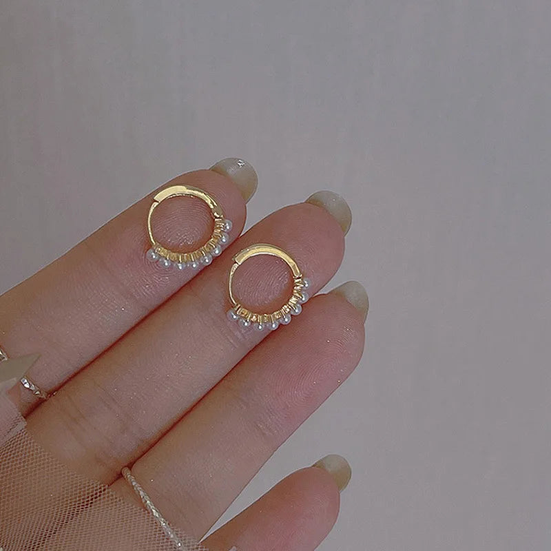 REETI 925 argent Sterling perle ronde pendentif boucles d'oreilles pour femmes Huggie boucle d'oreille
