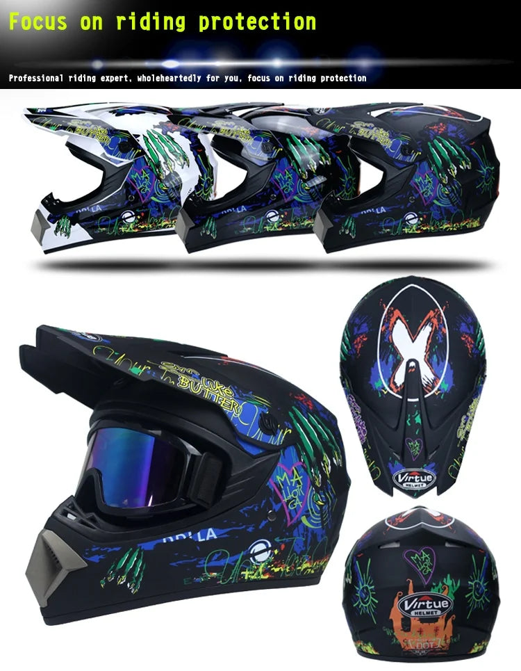 Envoyer 3 pièces cadeau casque de moto enfants casque tout-terrain vélo descente AM DH casque de cross capacete motocross casco