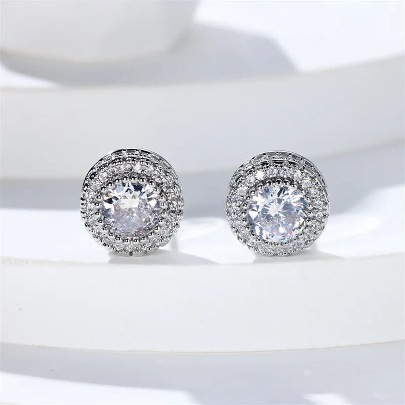 Boucles d'Oreilles de Luxe en Pierre Blanche pour Femme, Bijoux en Or et Argent, Breloque en Clip, pour Mariage
