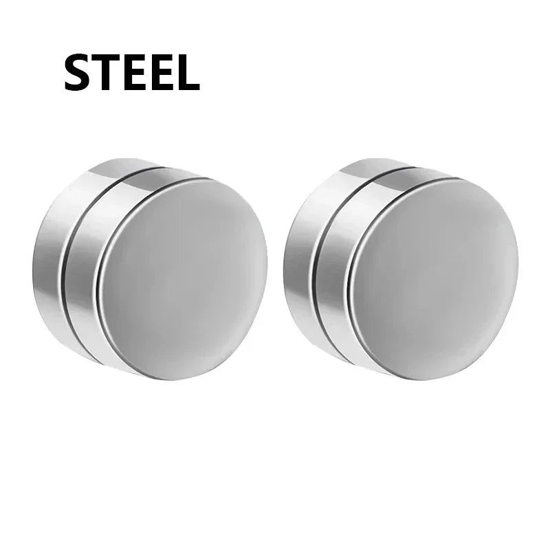 Boucles d'oreilles à tige magnétique en acier inoxydable pour hommes et femmes, ensemble de boucles d'oreilles à clip non ichi, aimant CZ blanc unisexe, cadeau de bijoux, 1 paire