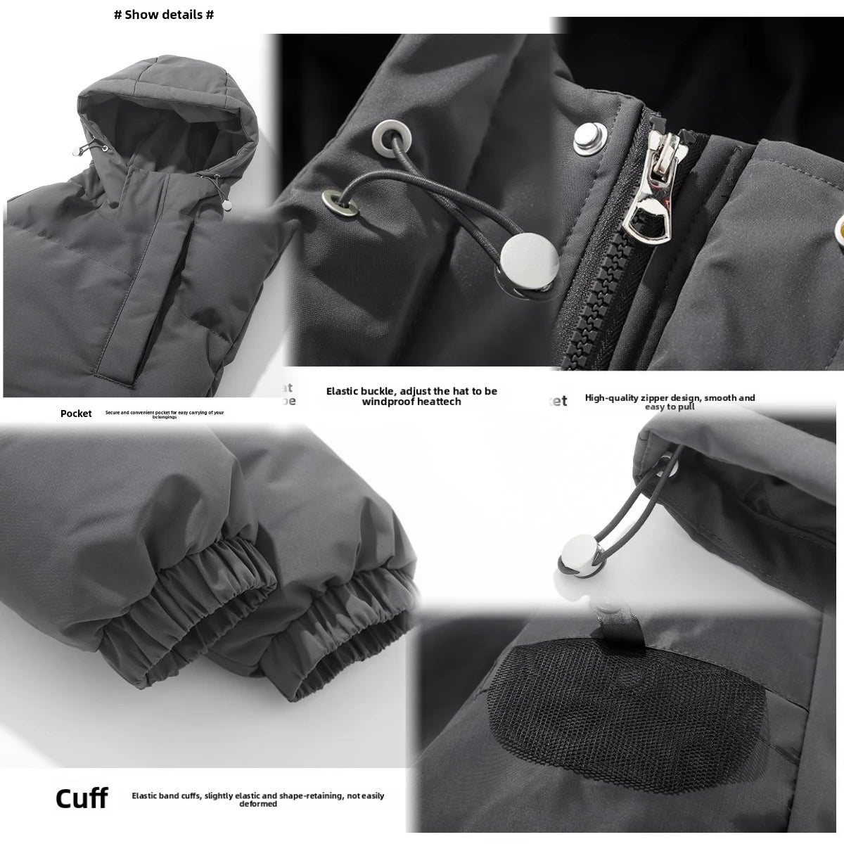🧥 Doudoune Homme Hiver – Couleur Unie à Capuche (Édition Américaine)