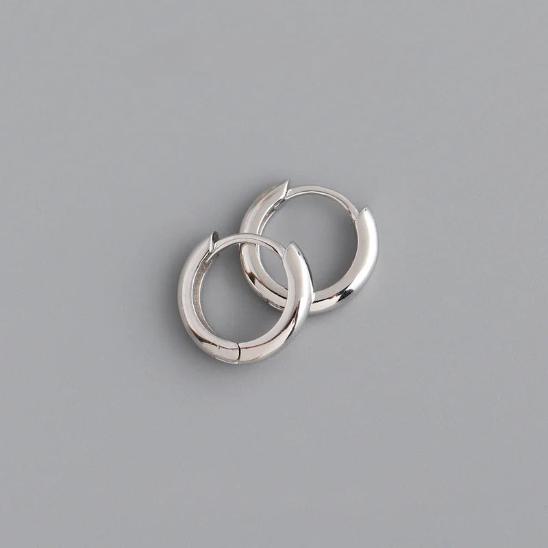 Boucle d'oreille ronde minimaliste en argent Sterling 925 véritable pour femmes, cerceau, accessoires de bijoux