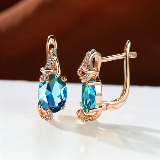 Boucles d'Oreilles promenales en Clip Bleu pour Femme, Bijou de Mariage, Mystique, Multicolore, Zcomprend sur réinitialisation