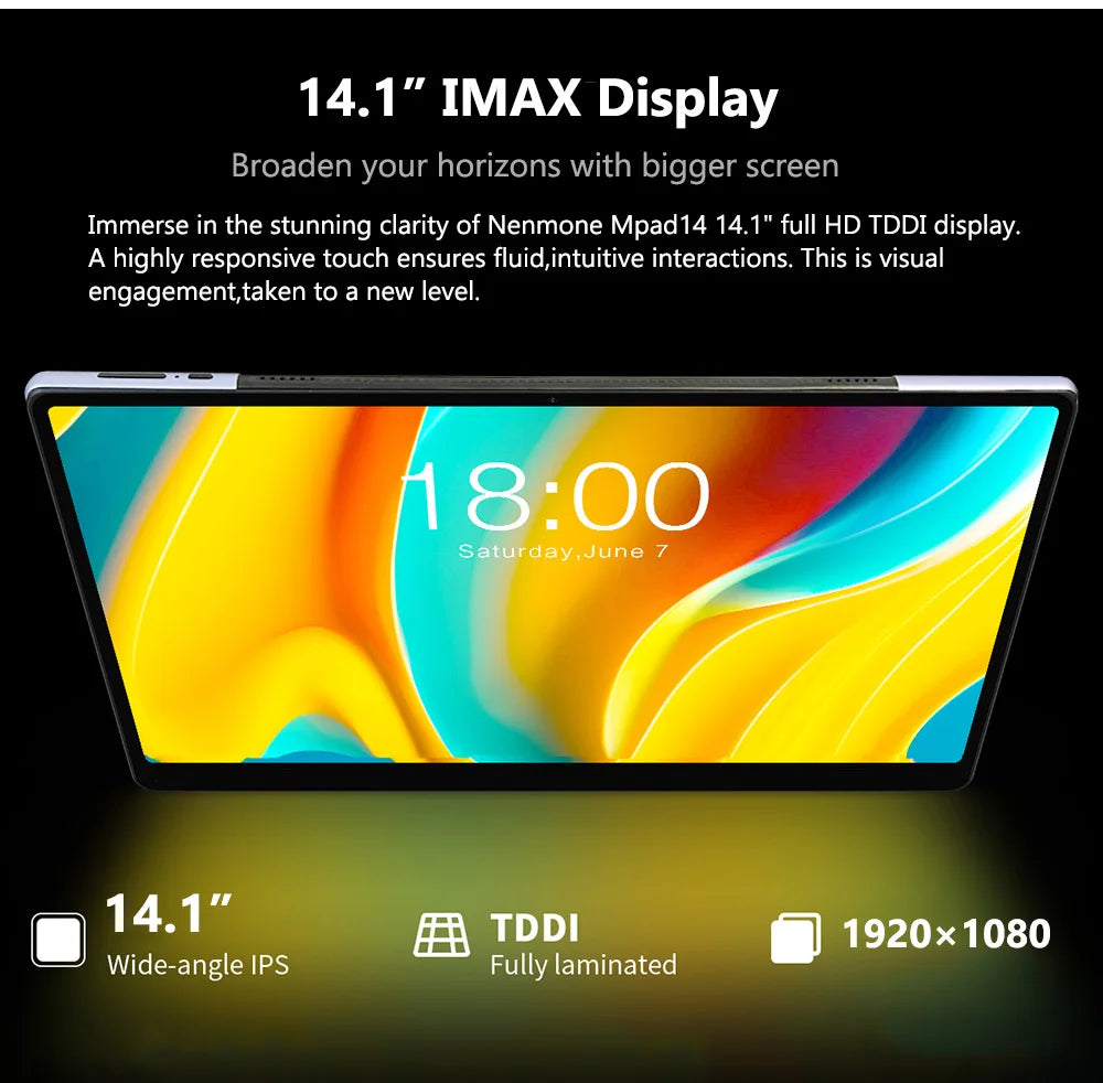 Tablette Nenmoen Mpad14 – 14,1" FHD, 6/12GB RAM, 256GB, Android 12, 4G LTE