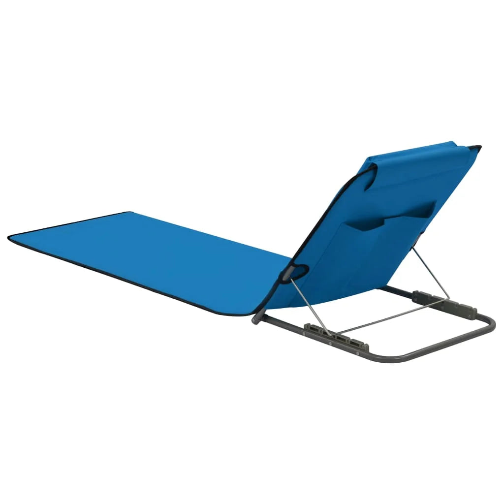 Tapis de plage pliables 2 pcs Acier et tissu BleuChaises longues d'extérieur, meubles de jardin, de piscine, fournitures pour la maison, décoration