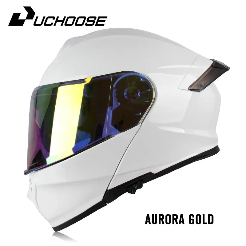 Uchoose-d'expériences intégraux approuvés DOT pour hommes et femmes, équipement de protection contre les collisions, casque rabattable pour moto, double pare-soleil