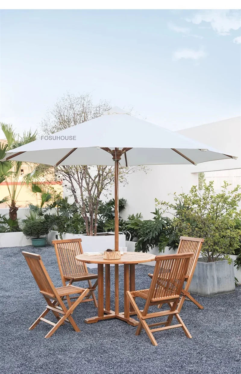 Meubles de Patio en plein air en teck nordique, ensemble d'extérieur, meubles de jardin de Villa, Table et chaises pliantes de loisirs, mobilier d'extérieur