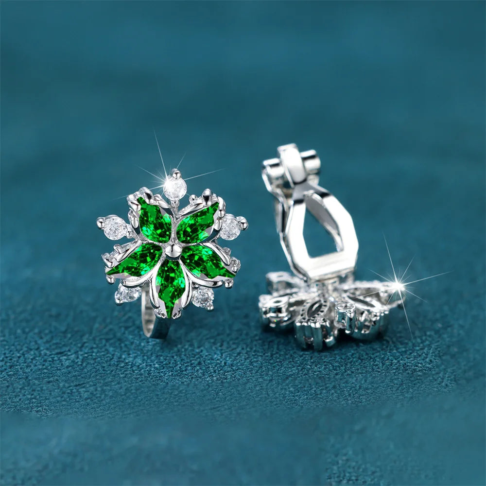 Boucles d'oreilles de luxe en pierre de Zircon rose pour femmes, petites boucles d'oreilles à Clip, couleur argent, bijoux de mariage pour femmes