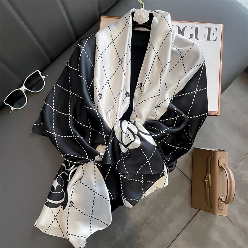 🧣 Foulard en Soie RUNMEIFA – Élégance d’Été & Style Luxe