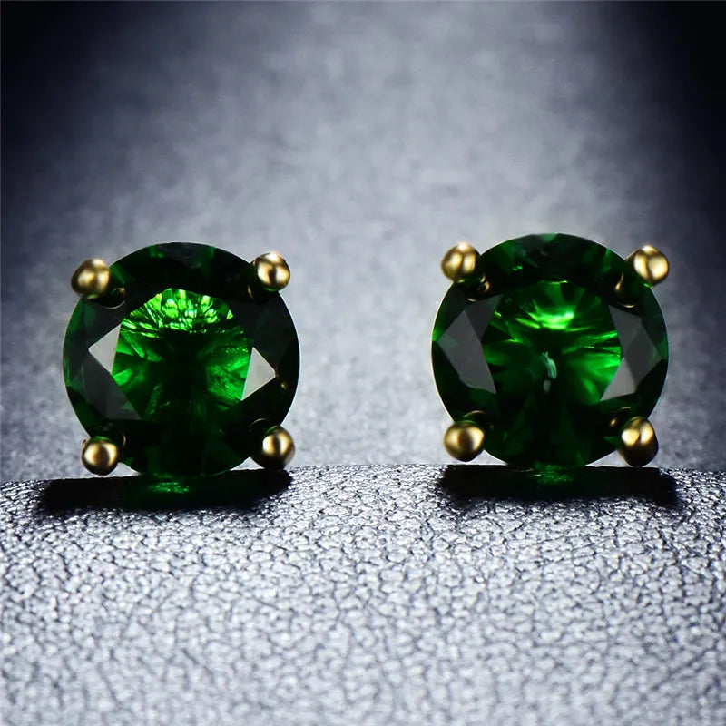 Boucles d'oreilles rondes en cristal pour femme, bijoux de mariage classiques, documents en or vintage, 4 broches, noir et violet