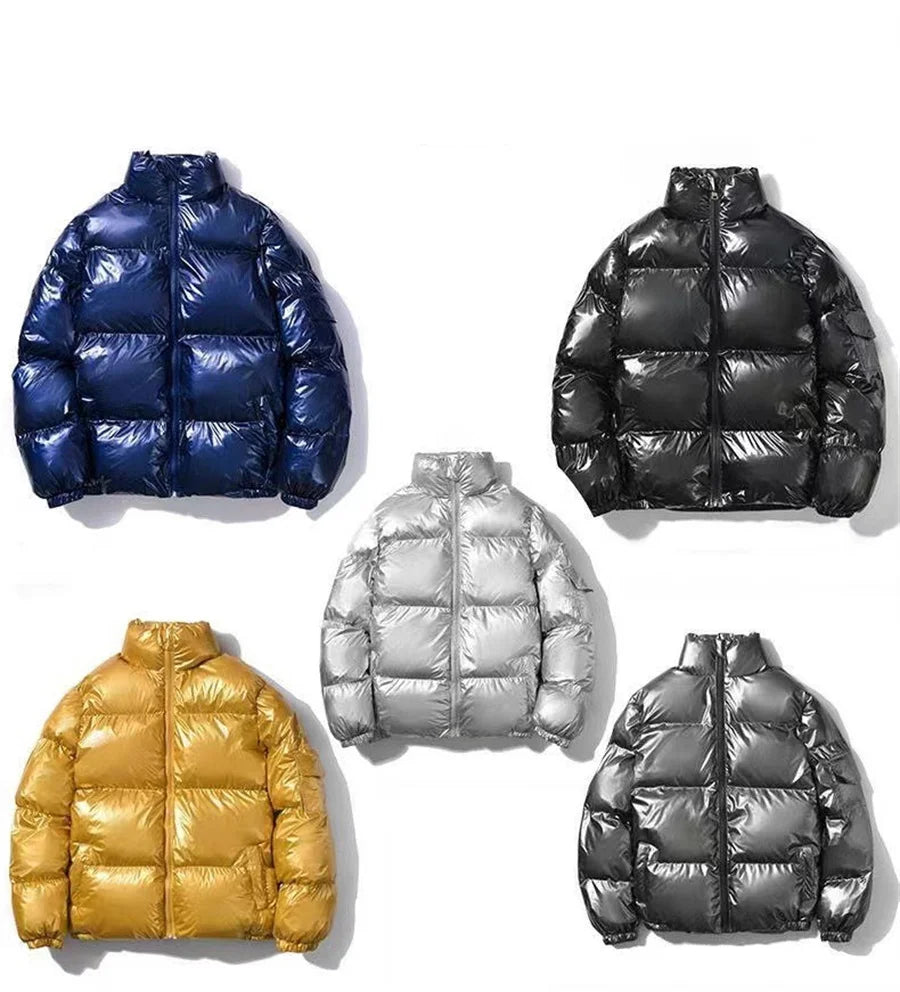 🧥 Veste Rembourrée Brillante pour Hommes – Parka Streetwear Hiver