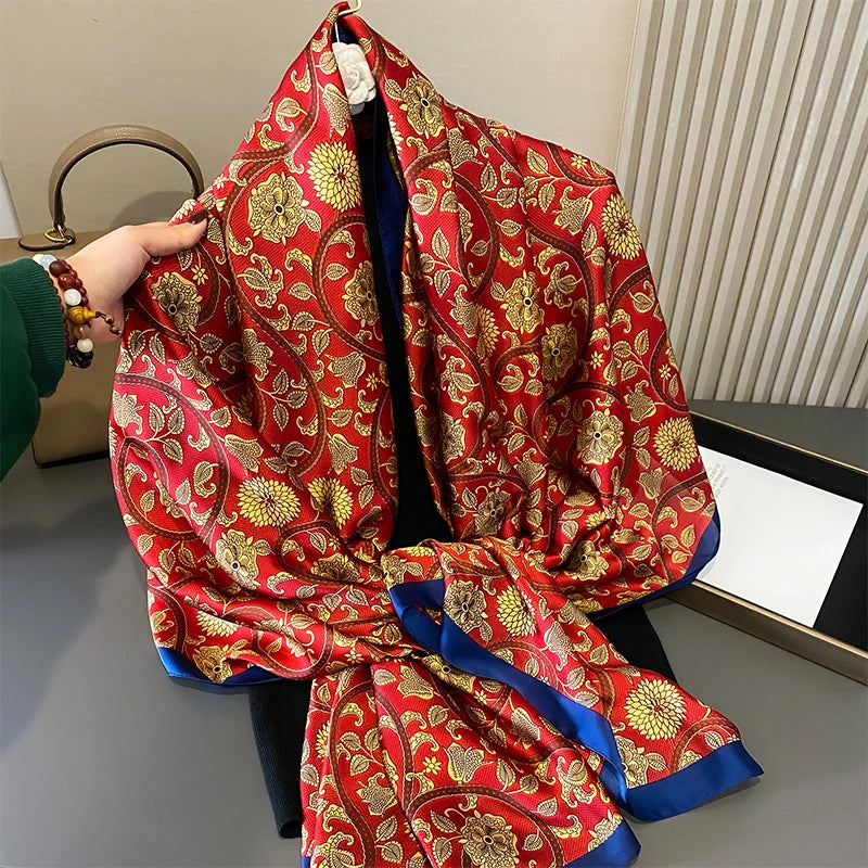 🧣 Foulard en Soie RUNMEIFA – Élégance d’Été & Style Luxe