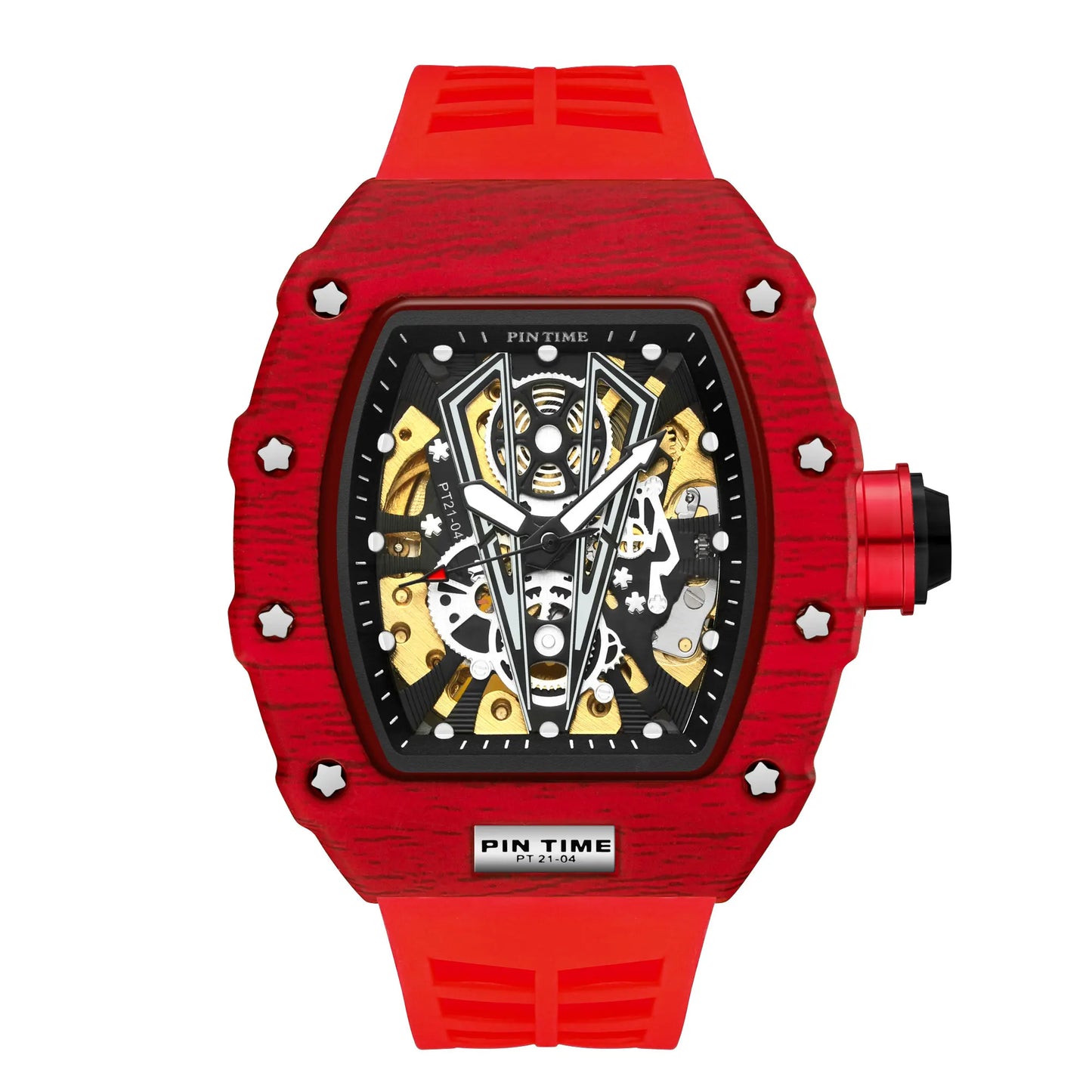 Famous Mechanical Man Watches Classic RM Luxury Design Automatic Visable Wristwatch 10 Color Causal Men Watch Rubber Strap Belt