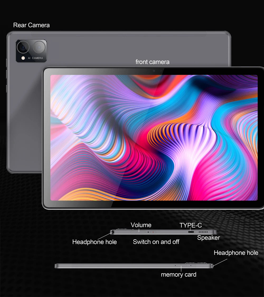 Tablette PC BDF d'origine, Android 12, Octa Core, 3G, 4G, Permanence, Internet, WiFi, Internet, BT, Version globale, 8 Go de RAM, 256 Go, Dean, 10,1 pouces